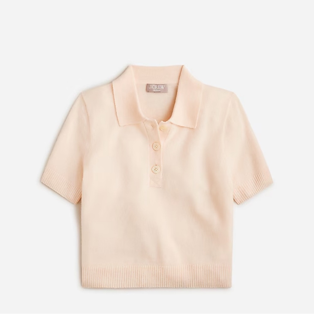 NWT Jcrew Cashmere cropped sweater-polo Size Small Hthr Muslin
